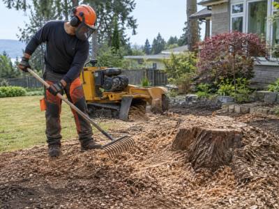 A stump ground down close to grade